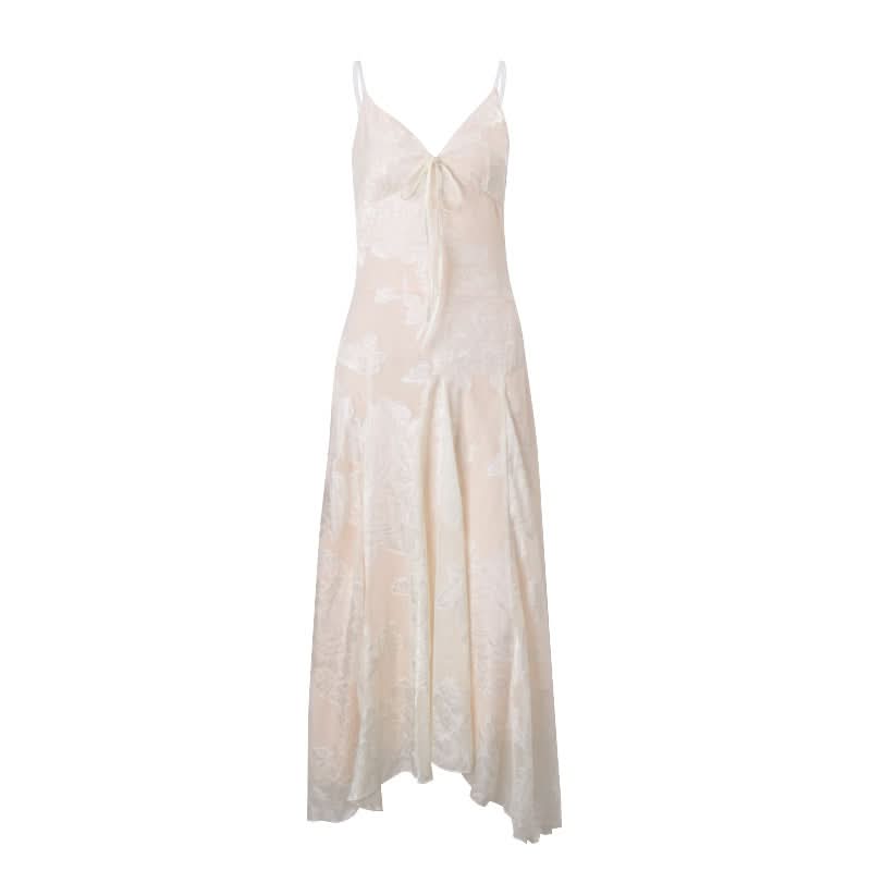 Effortless Luxe: Floral Jacquard Tie-Front Cami Maxi Slip Dress – Your Fall & Holiday Escape Essential