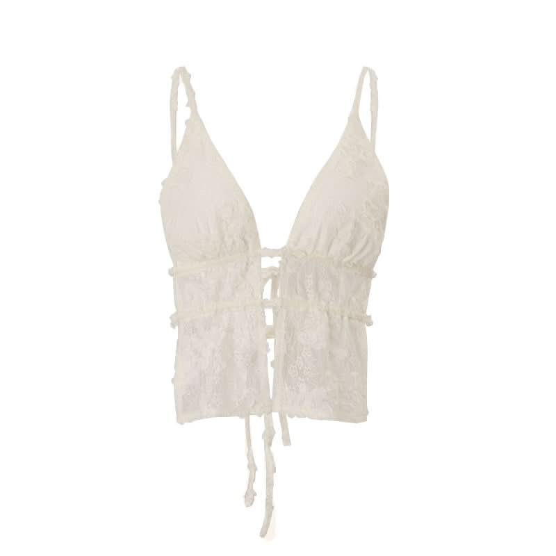 Chic Lace-Up Corset Cami Top - Sultry V-Neck for Fall & Holiday Glam