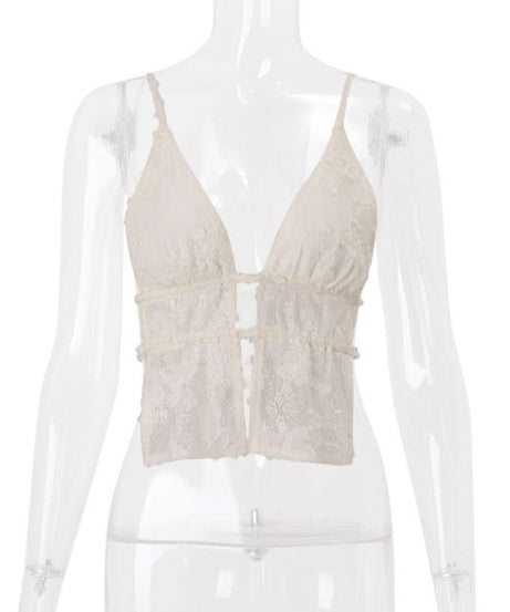 Chic Lace-Up Corset Cami Top - Sultry V-Neck for Fall & Holiday Glam