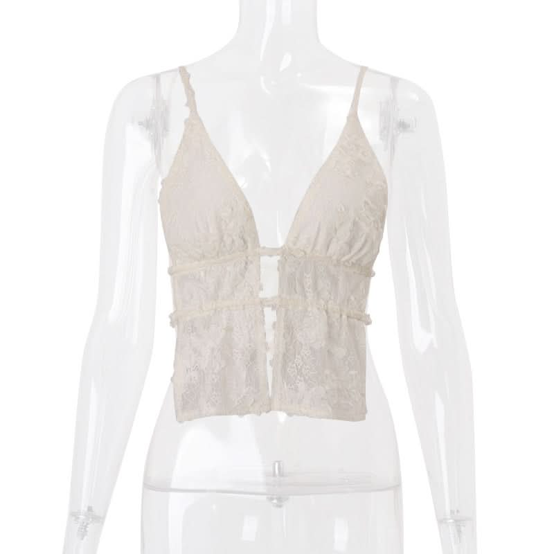 Chic Lace-Up Corset Cami Top - Sultry V-Neck for Fall & Holiday Glam