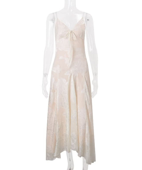 Effortless Luxe: Floral Jacquard Tie-Front Cami Maxi Slip Dress – Your Fall & Holiday Escape Essential