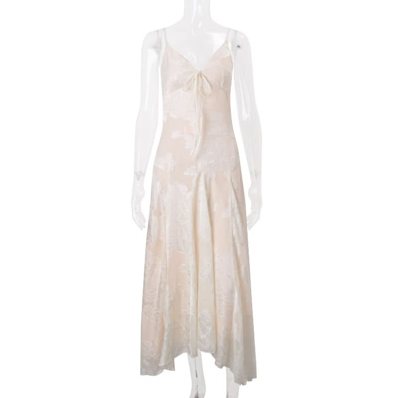 Effortless Luxe: Floral Jacquard Tie-Front Cami Maxi Slip Dress – Your Fall & Holiday Escape Essential