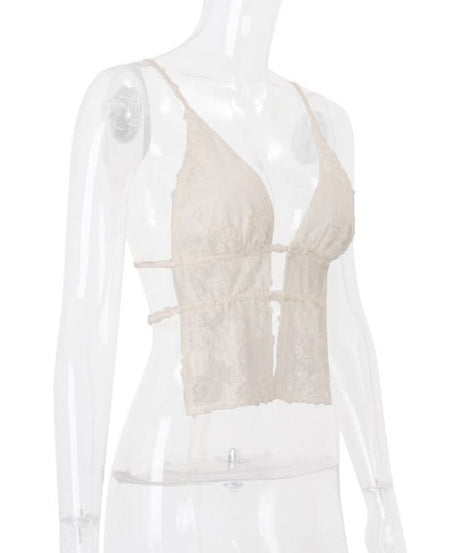 Chic Lace-Up Corset Cami Top - Sultry V-Neck for Fall & Holiday Glam