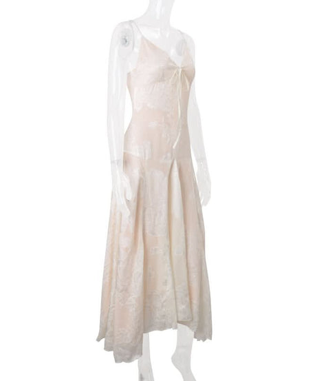 Effortless Luxe: Floral Jacquard Tie-Front Cami Maxi Slip Dress – Your Fall & Holiday Escape Essential