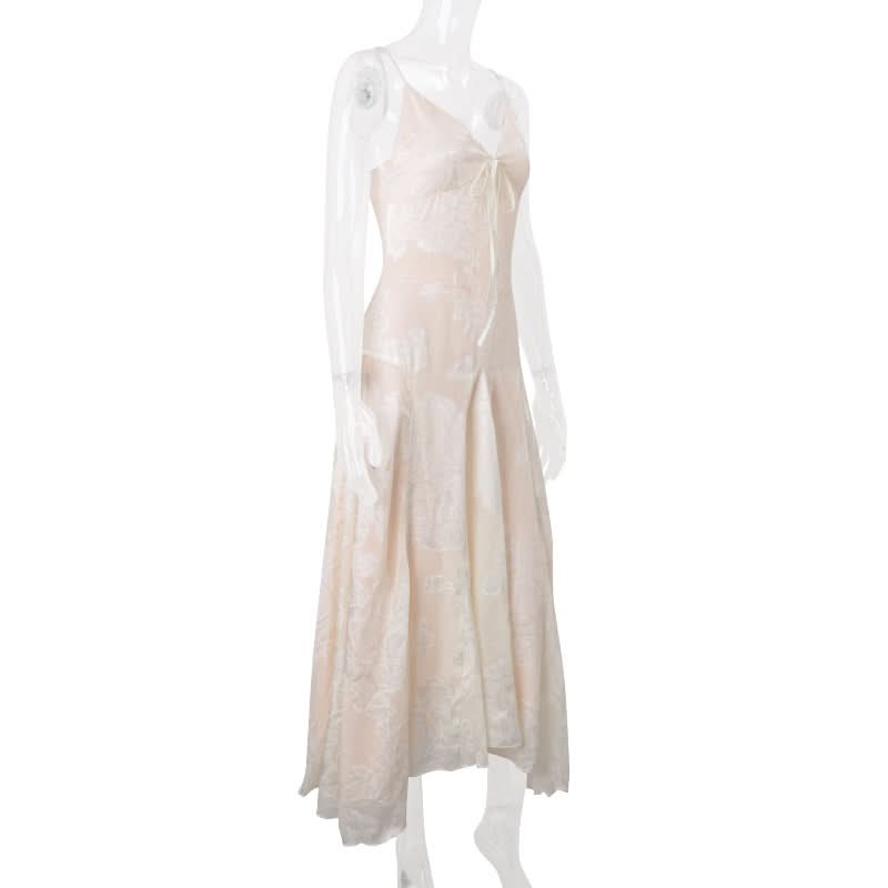 Effortless Luxe: Floral Jacquard Tie-Front Cami Maxi Slip Dress – Your Fall & Holiday Escape Essential