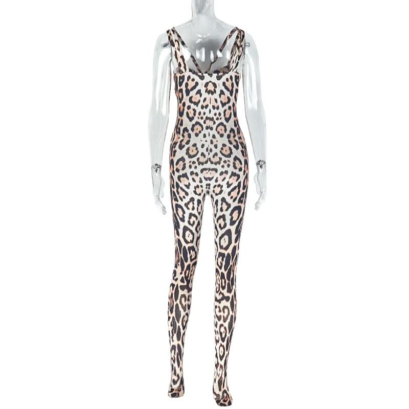 Fierce Leopard Print Cami Jumpsuit: Unleash Your Inner Wild for Fall Nights & Beyond!