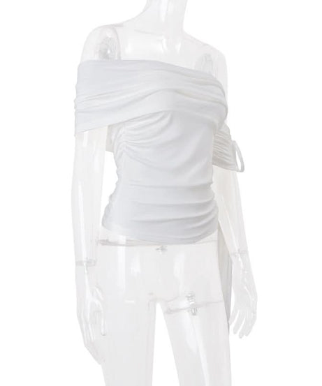 Chic One-Shoulder Ruched Top with Statement Tie - Your Go-To for Fall & Holiday Parties