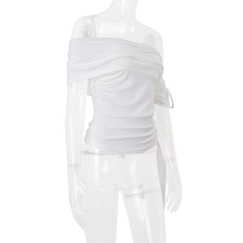 Chic One-Shoulder Ruched Top with Statement Tie - Your Go-To for Fall & Holiday Parties