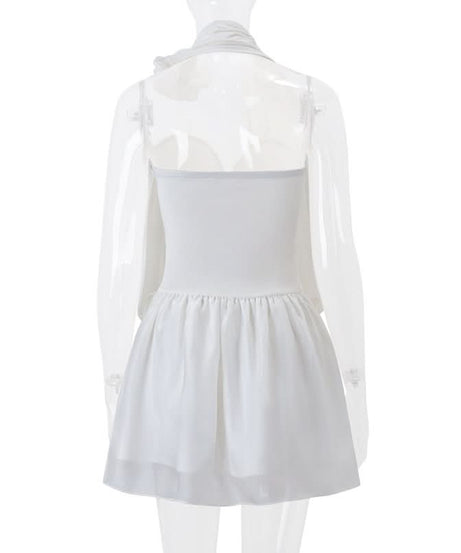 Effortless Chic: White Halter Mini Dress with Floral Charm | Your Resort & Tropical Getaway Essential