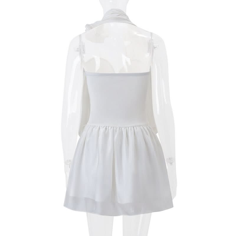 Effortless Chic: White Halter Mini Dress with Floral Charm | Your Resort & Tropical Getaway Essential