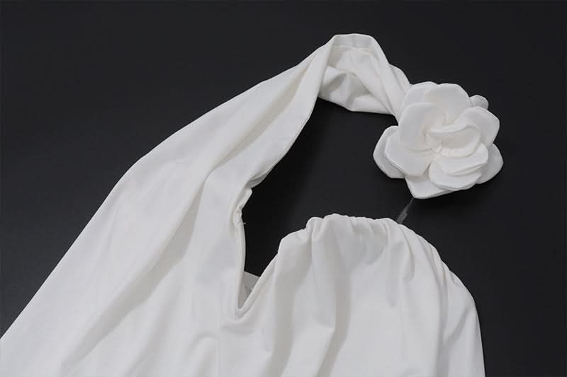 Effortless Chic: White Halter Mini Dress with Floral Charm | Your Resort & Tropical Getaway Essential