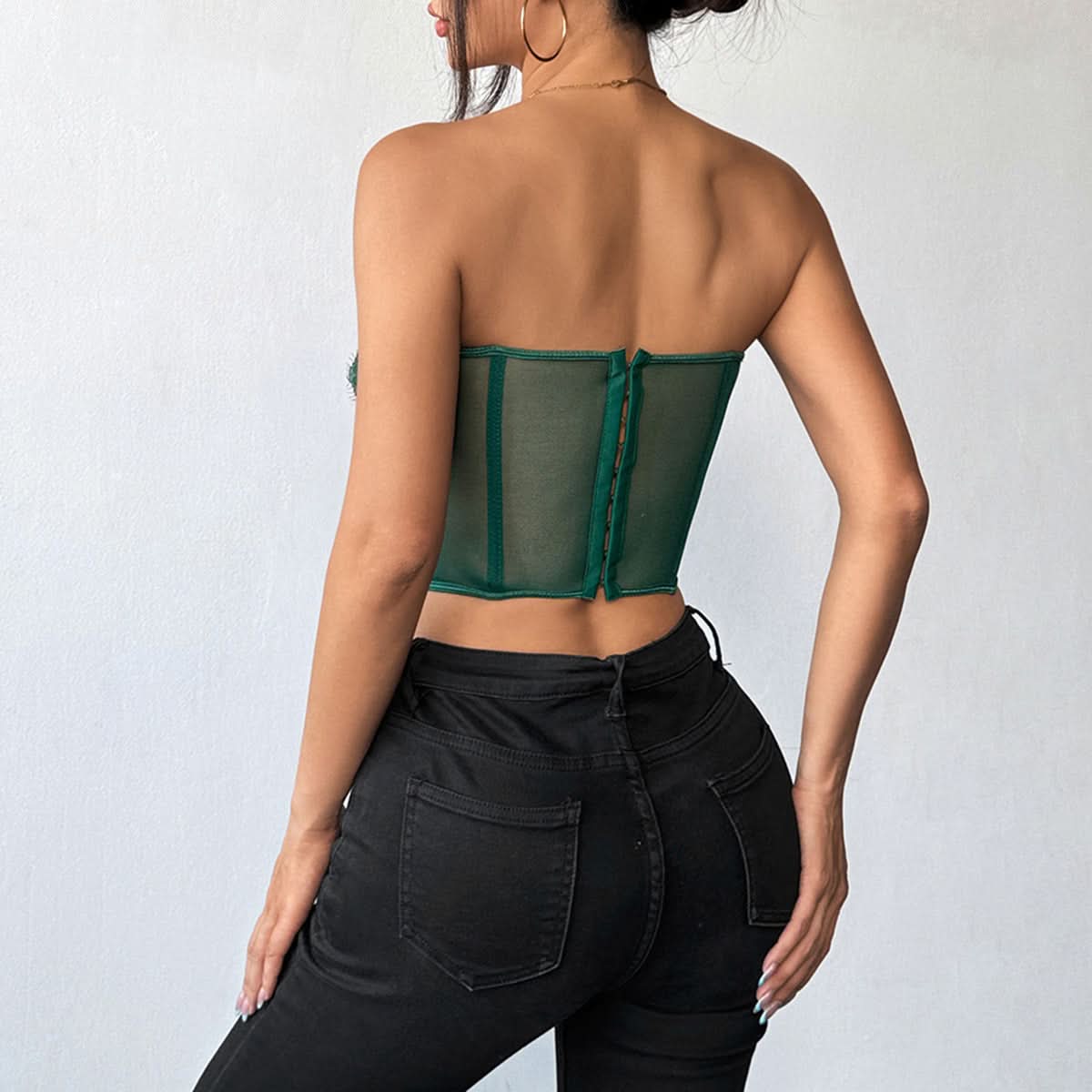 Emerald Green Lace Strapless Corset Top - Fall & Holiday Glamour