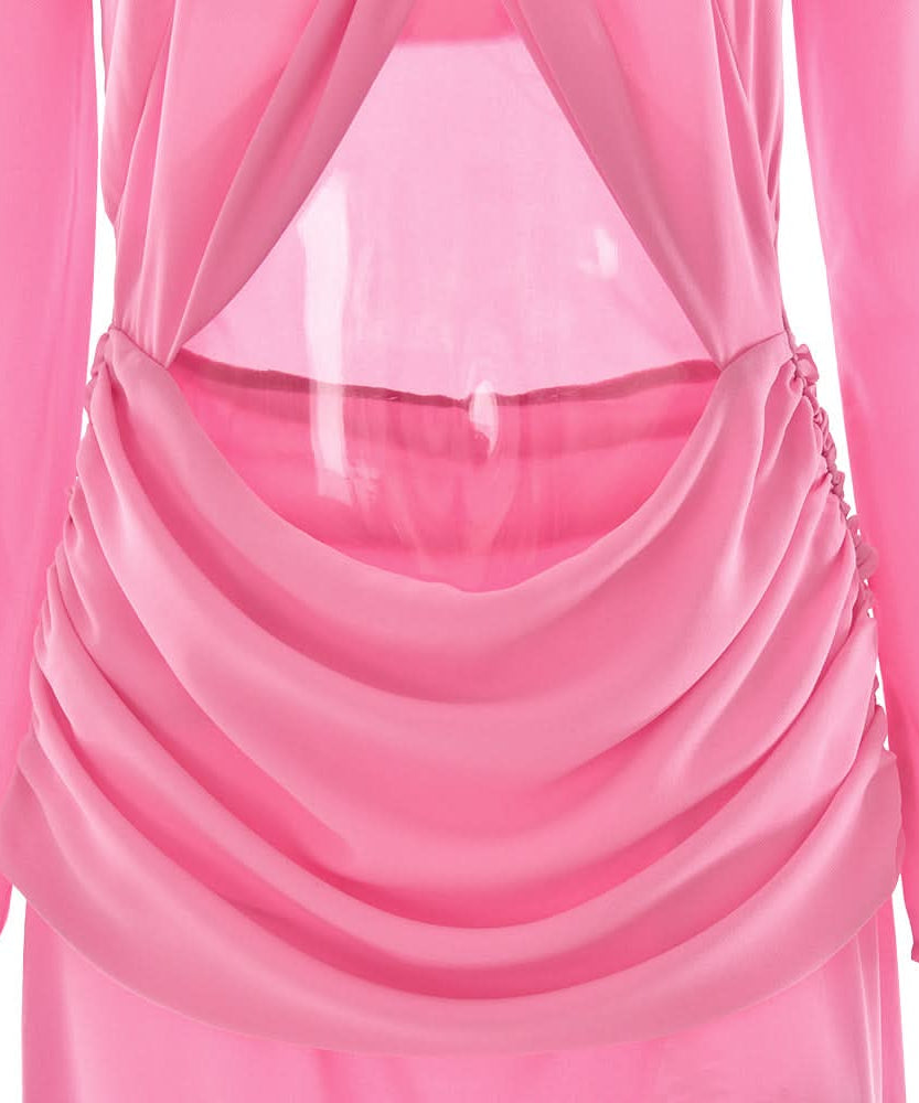 Vibrant Pink Halter Off-Shoulder Cut-Out Maxi Dress - Chic Fall Wedding Guest & Holiday Party Gown