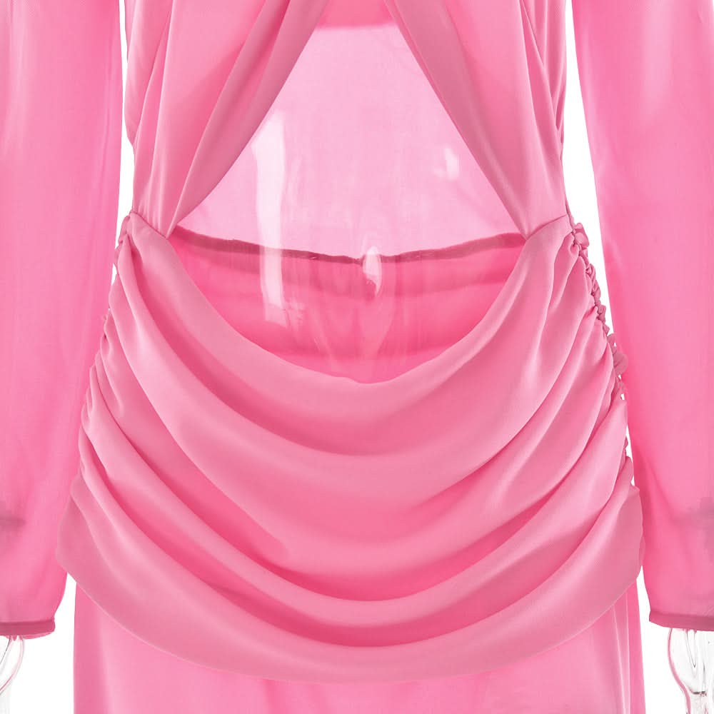 Vibrant Pink Halter Off-Shoulder Cut-Out Maxi Dress - Chic Fall Wedding Guest & Holiday Party Gown