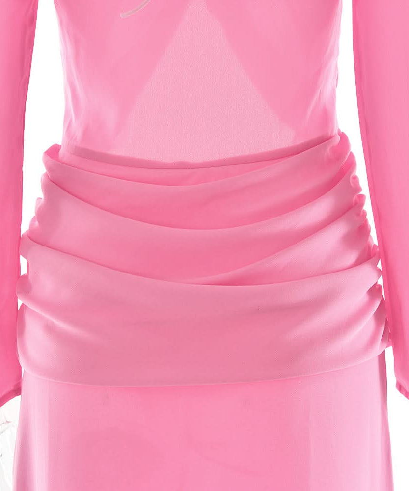 Vibrant Pink Halter Off-Shoulder Cut-Out Maxi Dress - Chic Fall Wedding Guest & Holiday Party Gown