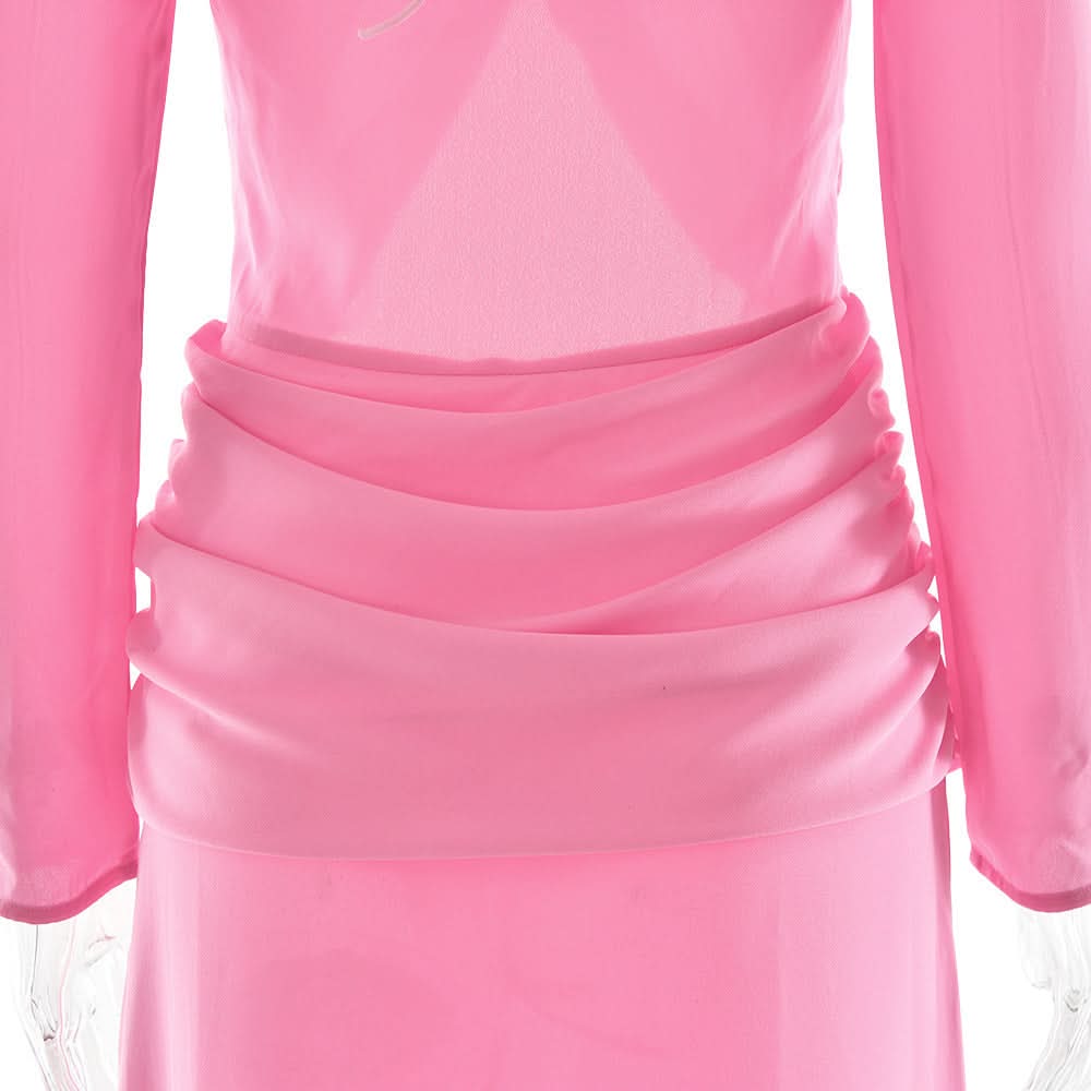 Vibrant Pink Halter Off-Shoulder Cut-Out Maxi Dress - Chic Fall Wedding Guest & Holiday Party Gown