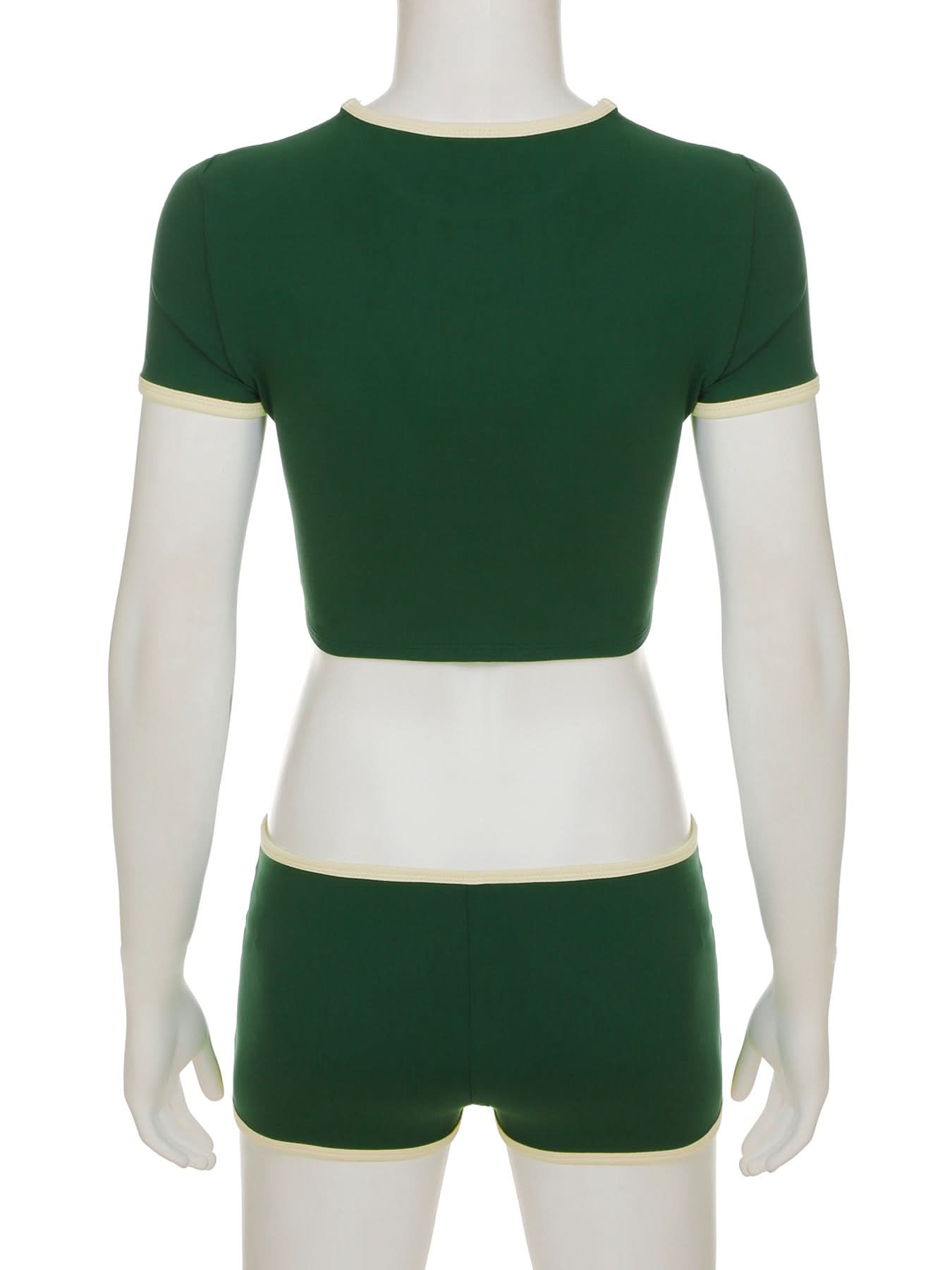 Fall Game Day Chic: Women's Retro Freedom 80 Green Crop Top & Shorts Loungewear Set