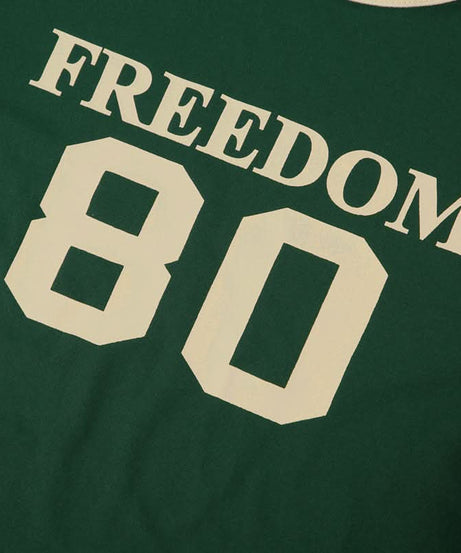 Fall Game Day Chic: Women's Retro Freedom 80 Green Crop Top & Shorts Loungewear Set