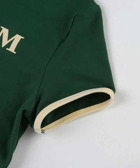 Fall Game Day Chic: Women's Retro Freedom 80 Green Crop Top & Shorts Loungewear Set