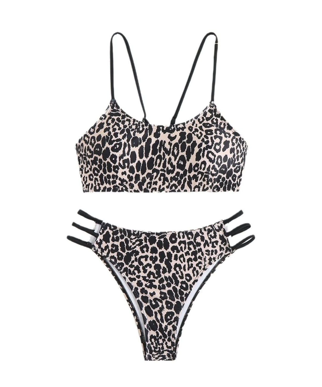 Wildly Chic Leopard Print Bikini Set - Strappy Cami Top & High-Cut Bottom | Vacation, Resort & Cruise Ready