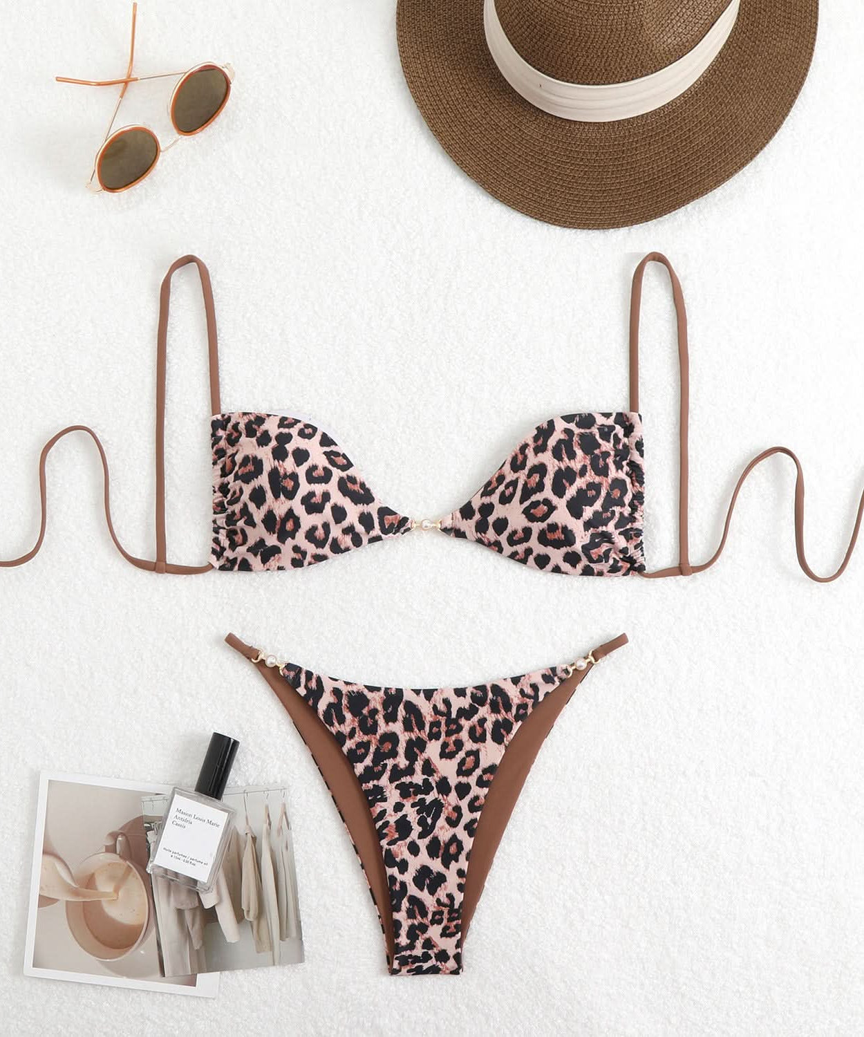 Fierce Leopard V-Neck Self-Tie Bikini Set - Your Must-Have for Fall & Winter Escapes