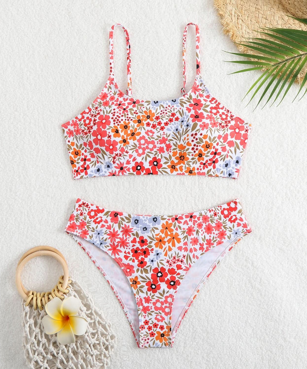 Vibrant Floral High-Cut Bikini Set | Women's Vacation & Resort Swimwear