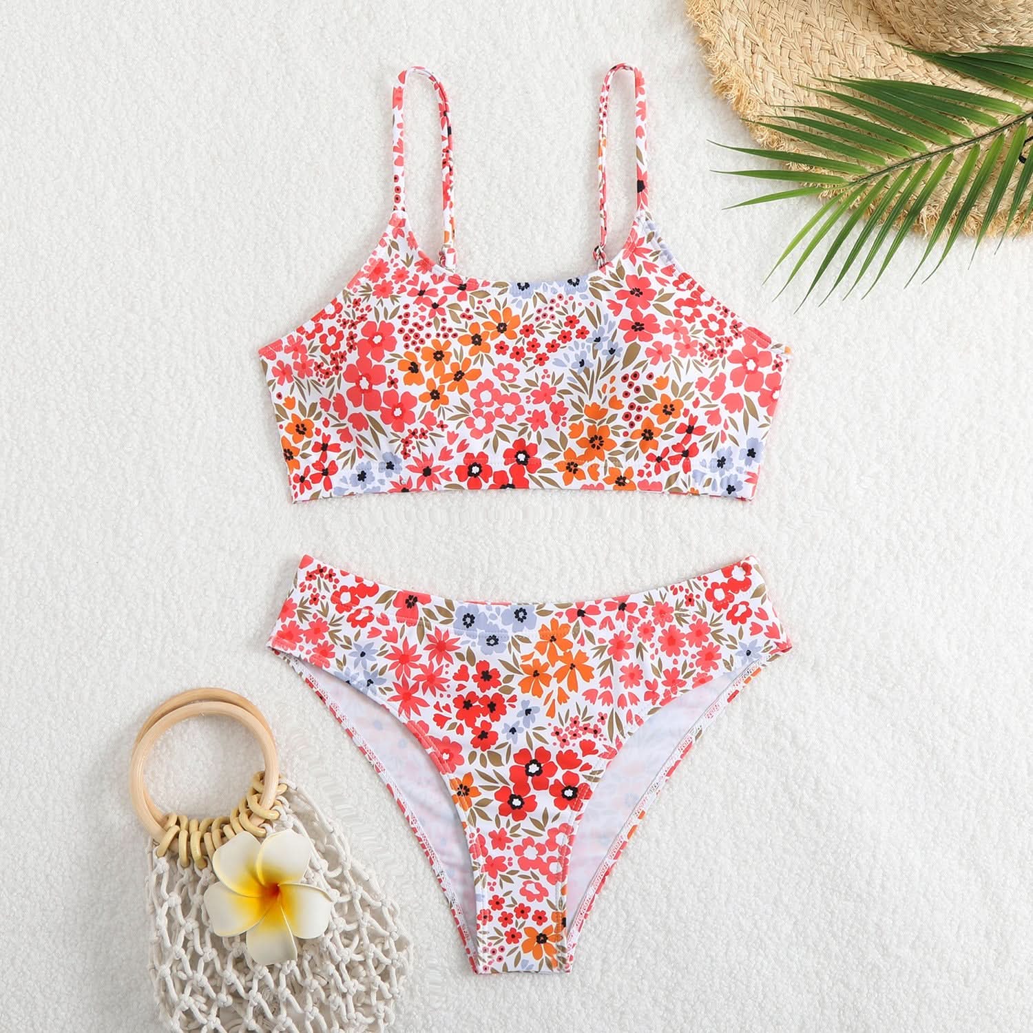 Vibrant Floral High-Cut Bikini Set | Women's Vacation & Resort Swimwear