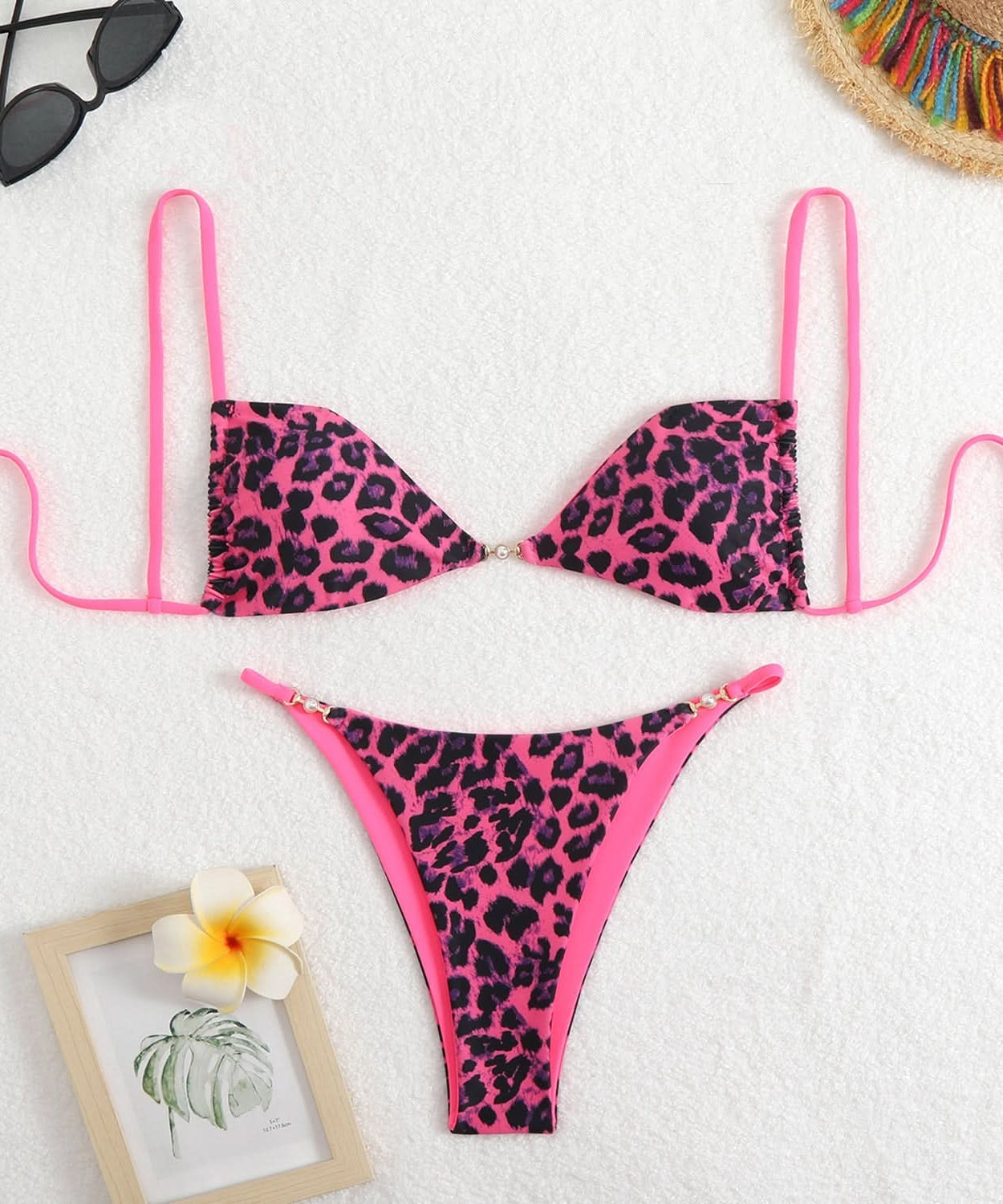 Fierce Leopard V-Neck Self-Tie Bikini Set - Your Must-Have for Fall & Winter Escapes