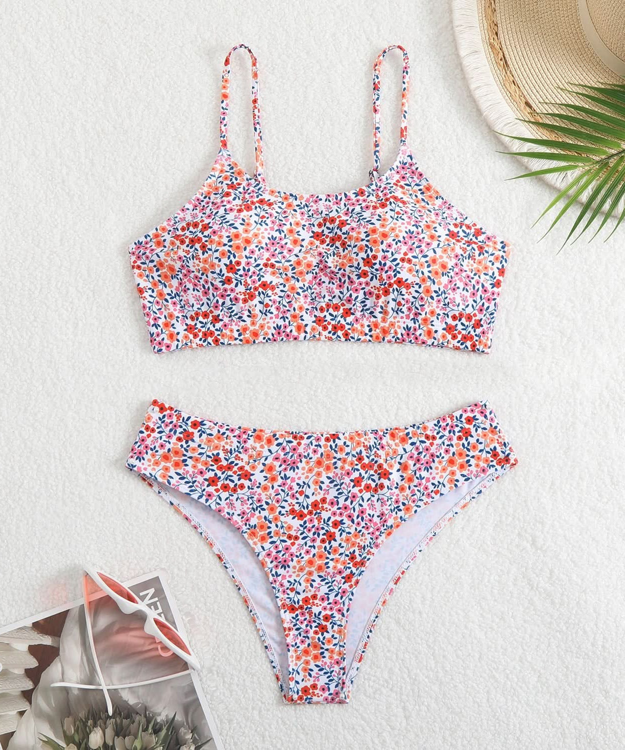 Vibrant Floral High-Cut Bikini Set | Women's Vacation & Resort Swimwear