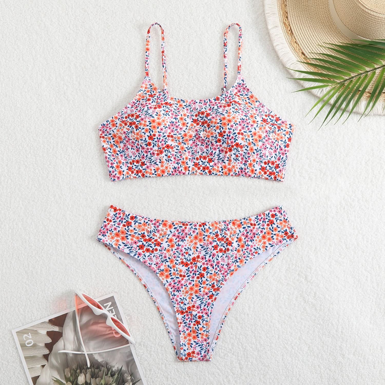 Vibrant Floral High-Cut Bikini Set | Women's Vacation & Resort Swimwear
