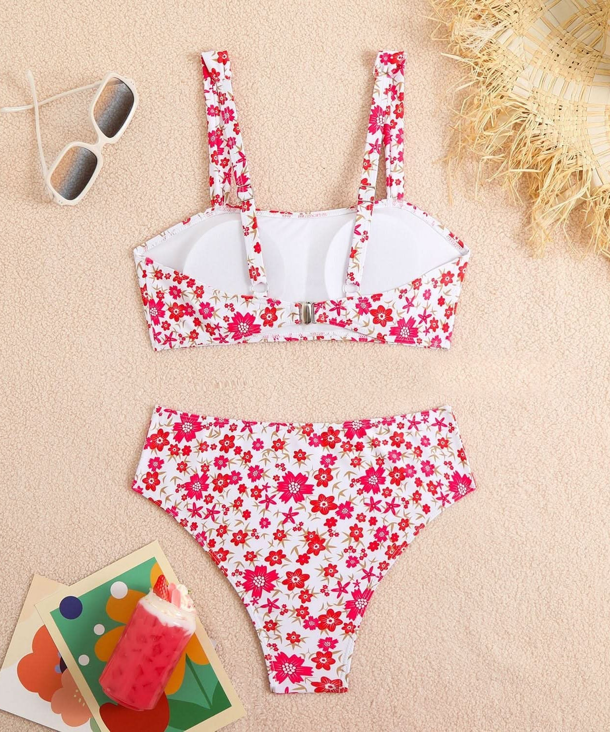 Radiant Floral High-Waisted Cami Bikini Set – Your Chic Escape for Fall Vacations & Resort Bliss
