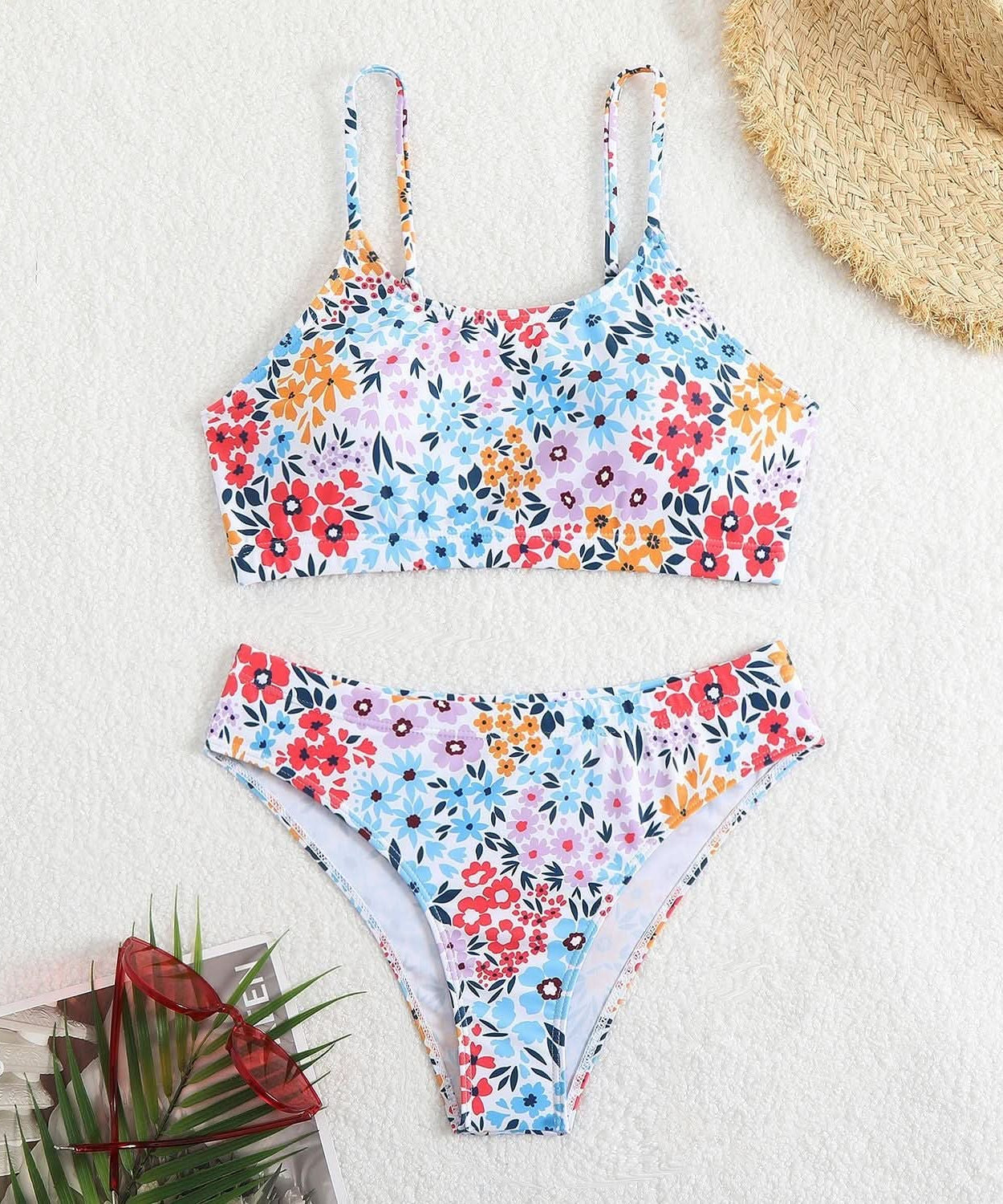 Vibrant Floral High-Cut Bikini Set | Women's Vacation & Resort Swimwear