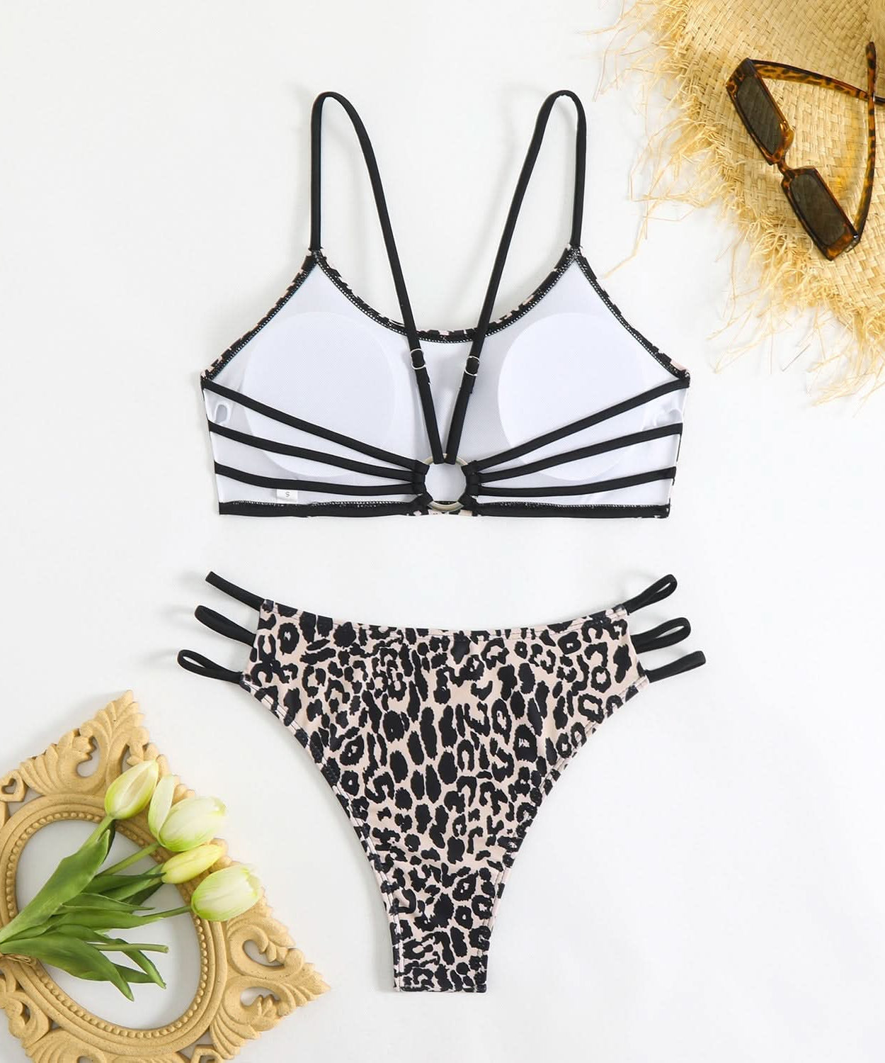 Wildly Chic Leopard Print Bikini Set - Strappy Cami Top & High-Cut Bottom | Vacation, Resort & Cruise Ready