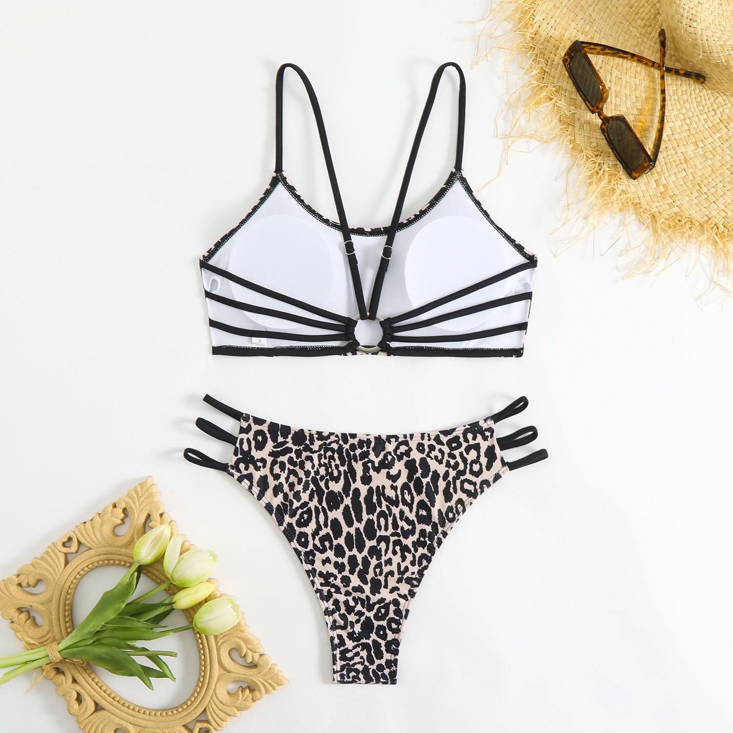 Wildly Chic Leopard Print Bikini Set - Strappy Cami Top & High-Cut Bottom | Vacation, Resort & Cruise Ready