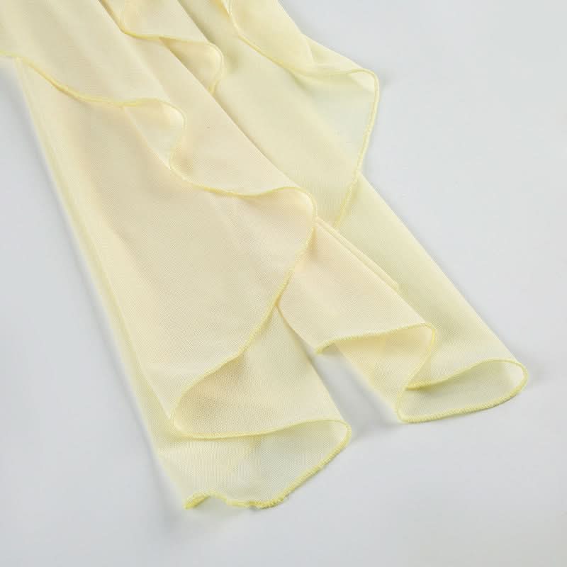 Aphrodite Ruched Backless Maxi Dress | Strapless High Slit Gown for Holiday & Resort