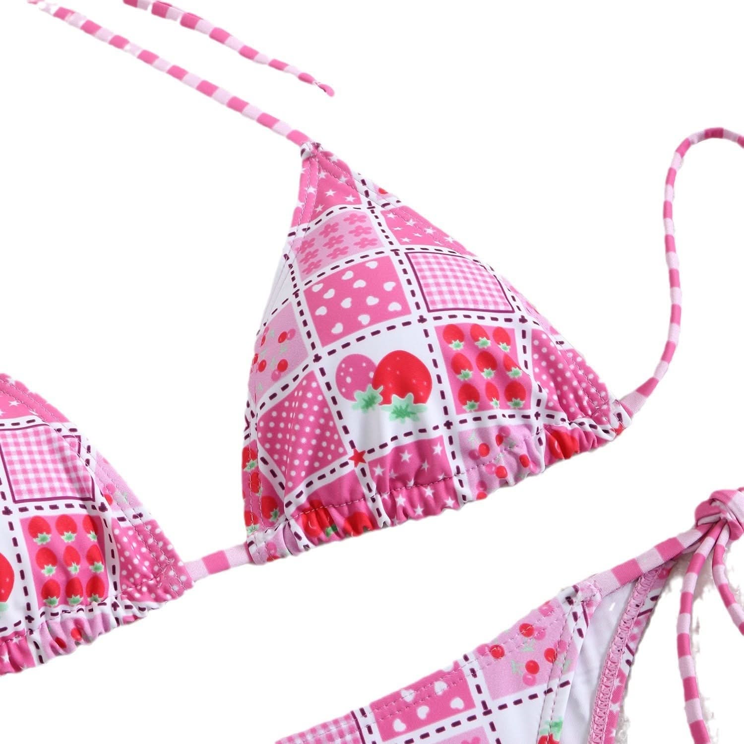 Flattering Bohemian Pink & Green Halter Bikini Set – Your Chic Resort & Vacation Essential