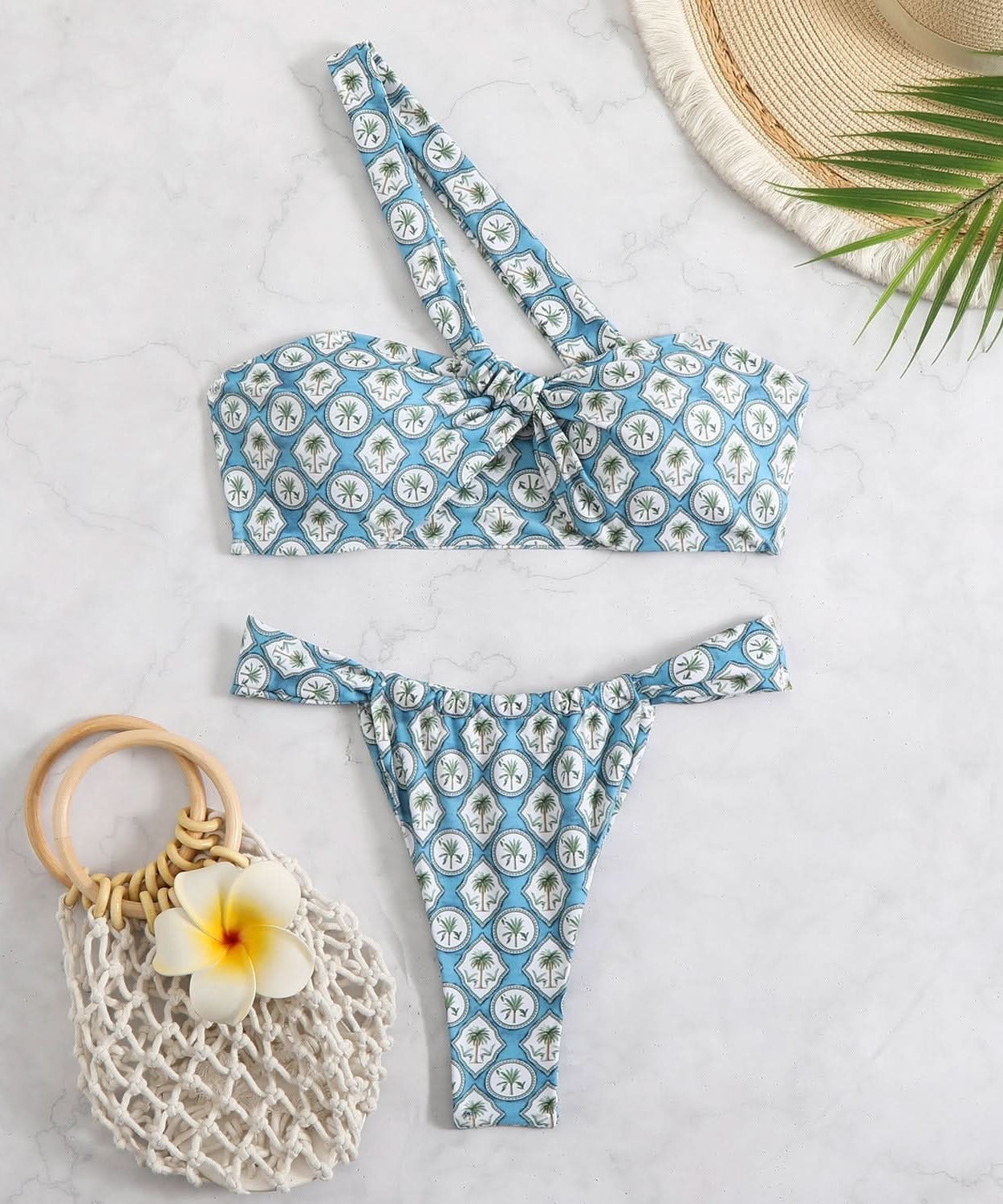 Vibrant Floral One-Shoulder Bikini Swimwear - Your Chic Resort & Vacation Essential