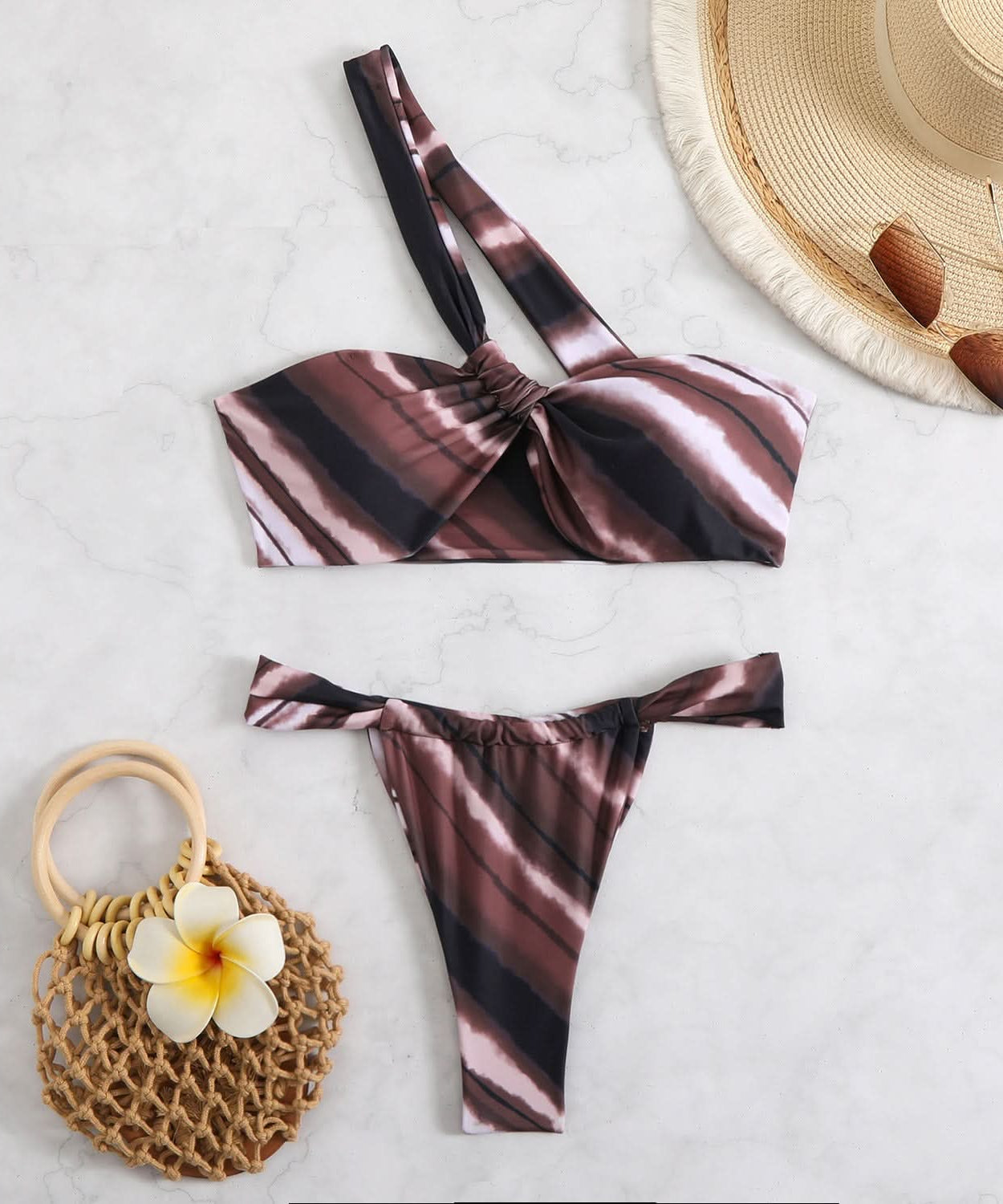 Vibrant Floral One-Shoulder Bikini Swimwear - Your Chic Resort & Vacation Essential