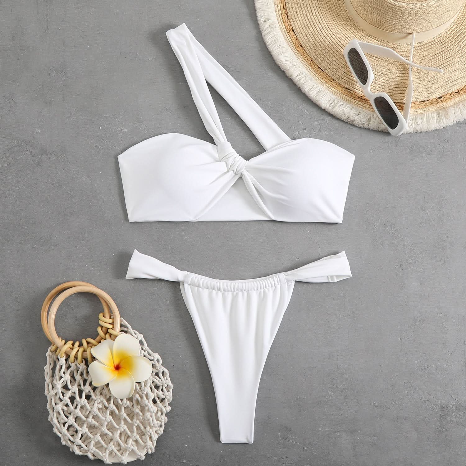 Vibrant Floral One-Shoulder Bikini Swimwear - Your Chic Resort & Vacation Essential