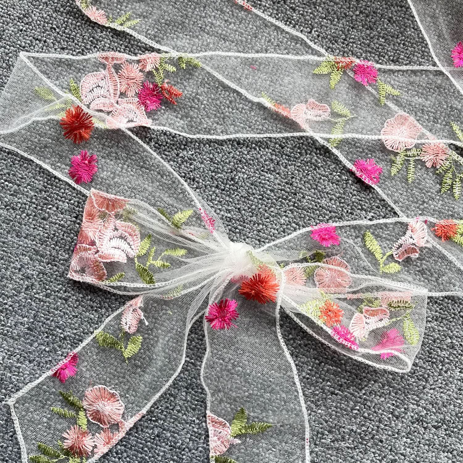 Enchanted Floral Embroidered Puff Sleeve Crop Top | Whimsical Tie-Front Party & Festival Top