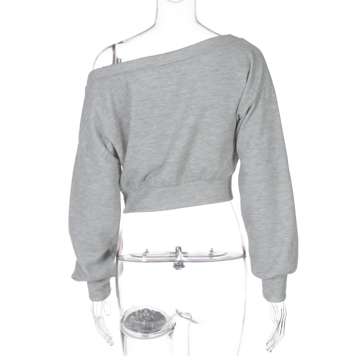 Cozy Fall '97' Distressed Off-Shoulder Crop Sweatshirt - Athleisure Chic for Women