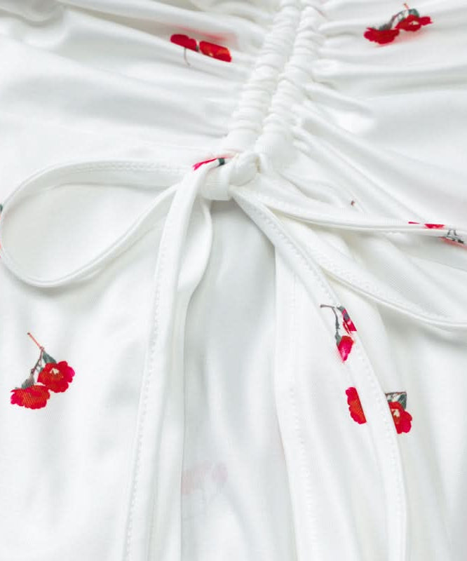 Sweet Cherry Tie-Shoulder Ruched Maxi Dress - Your Go-To for Sunny Escapes & Chic Style