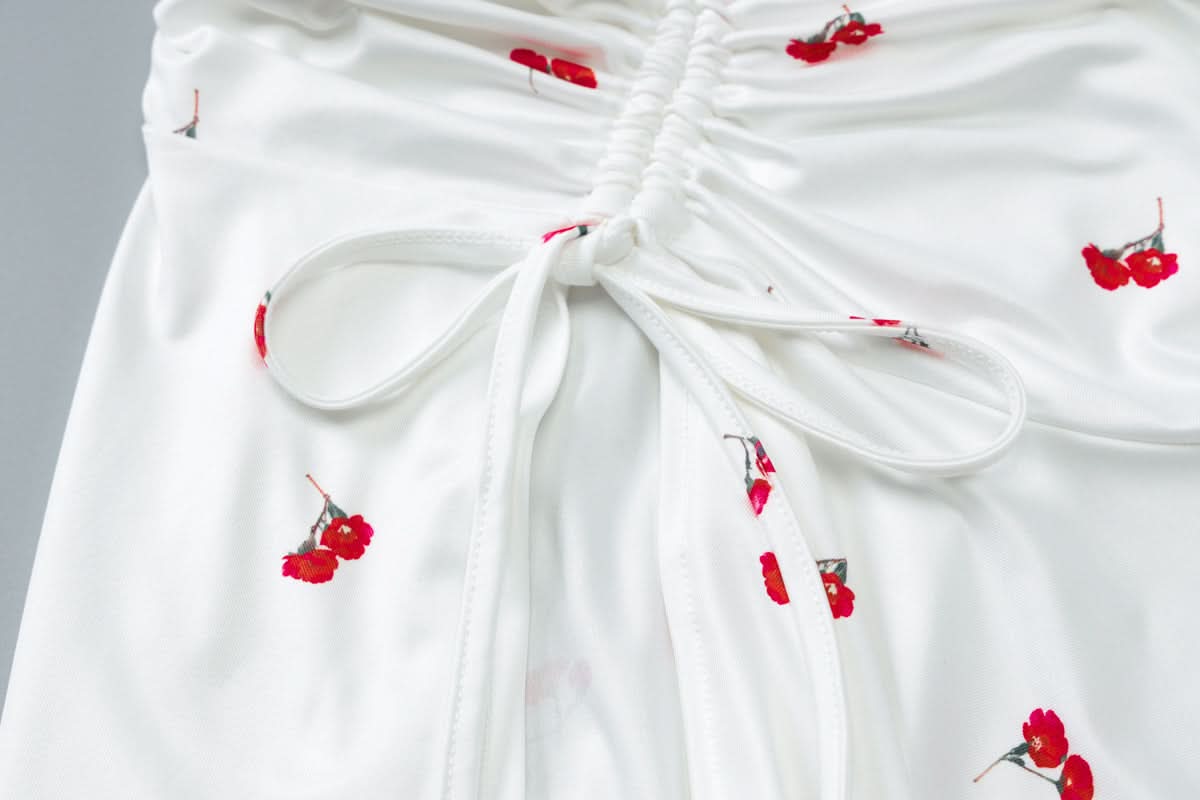 Sweet Cherry Tie-Shoulder Ruched Maxi Dress - Your Go-To for Sunny Escapes & Chic Style