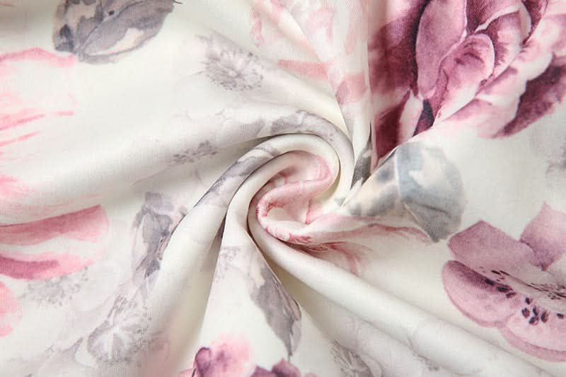 Autumn Bloom Floral Mini Skirt with Delicate Lace Hem | Ruched Comfort