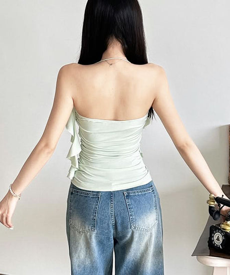 Y2K Fairycore Mint Ruffle & Lace Halter Top - Your Chic Fall Going-Out Essential