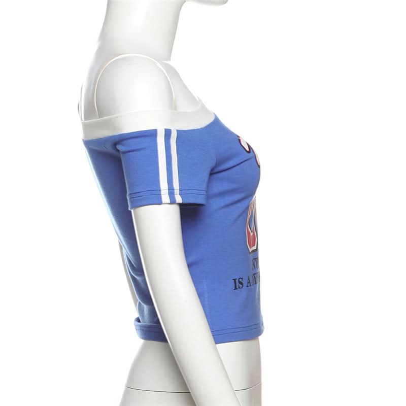 Chic 'Wannabe 08' One Shoulder Crop Top - Y2K Sporty Graphic Tee for Fall Style