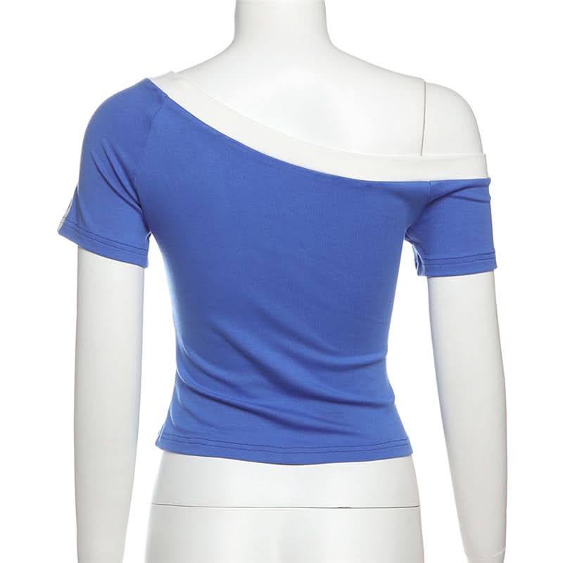 Chic 'Wannabe 08' One Shoulder Crop Top - Y2K Sporty Graphic Tee for Fall Style