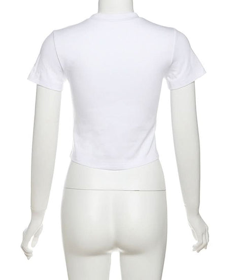 WEW Illusion Abs Crop Top | Edgy Y2K Graphic Tee for Fall & Halloween Street Style