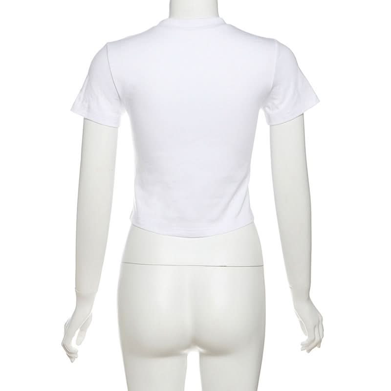 WEW Illusion Abs Crop Top | Edgy Y2K Graphic Tee for Fall & Halloween Street Style