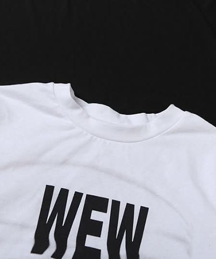 WEW Illusion Abs Crop Top | Edgy Y2K Graphic Tee for Fall & Halloween Street Style